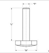 drawing of Adjustable Glide with Plastic Hex Base